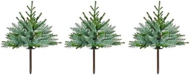 Fraser Hill Farm Set of 3 Prelit 18-in. Artificial Sidewalk Trees, Outdoor Battery Operated Fake Tree with Realistic Foliage & Warm White LED Lights