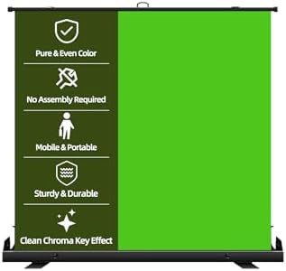 Acmejm 78.7 x 82.7in Large Collapsible Green Screen Backdrop,Portable Retractable Photo Background Chroma Key Panel with Stand Photography Backdrops for Video Conference,Photographic Studio,TikTok