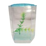 Betta Fish Tank with Pretty Plants Acrylic Fish Breeding Box Tank Hatchery Incubator Aquarium Isolation Box for Baby Shrimp Guppy Random Color Pattern Betta Single House Fish Breeding