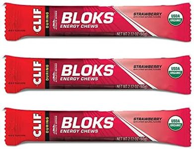 CLIF BLOKS - Energy Chews - Strawberry- Non-GMO - Plant Based Food - Fast Fuel for Cycling and Running-Workout Snack (2.1 Ounce Packet, 3 Count)