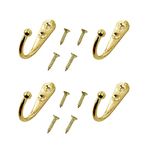 Yesmin 4 PCS Wall Mounted Hooks,Retro Door Robe Hook for Hanging Towel Clothes Hat Key Single Metal Hook Cloth Hanger in Bedroom Bathroom Kitchen Cupboard-Gold