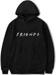 Unisex Friends Print Hoodies Casual Friends Hooded Sweater Long Sleeve Pullover Sweatshirt (Black,M)