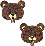 Neva Nude Grizzo Bear Spirit Party Animal Glitter Nipztix Pasties Nipple Covers for Festivals, Raves, Parties, Lingerie and More, Medical Grade Adhesive, Waterproof and Sweatproof, Made in USA