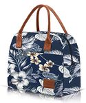 Insulated Lunch Bags for Women Reusable Cooler Bag Waterproof Large Lunch Box Portable Lunch Kit for Work Floral Tote Bag Boite a Lunch Femme - Blue