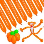 100 Pcs Orange Long Balloons Thickening Latex Twisting Balloons, 260Q Balloons for Animals Birthday hallween party decor (Orange)