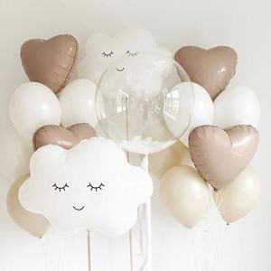 Dreamy Pastel Balloon Set with Cloud Designs for Birthday Parties and Baby Showers - Whimsical and Elegant Decor
