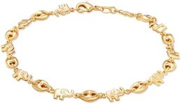 Barzel 18K Gold Plated Elephant Anklet For Women - Made In Brazil (Mariner Elephant)