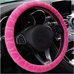 Steering Wheel Cover Faux Fur Winter Warm Steering Wheel Wrap Fits Most Car 37cm 38cm Size Interior Accessories Pink