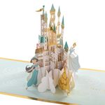 Hallmark Disney Princesses & Castle, 3D & Pop-Up Card, Any Occasion, Birthday, Princess, Ariel, Belle, Jasmine, Cinderella, Blue, Gold