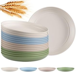 Quatish 16 PCS Unbreakable Reusable Plastic Plates,8 inch Dishwasher & Microwave Safe Dinner Plate, Easy-to-Clean Lightweight,Portable for Kitchen & Picnics Wheat Straw Plates (Mint Green)