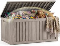 EFU Outdoor Storage Box 330 Gallon Deck Box (Indoor & Outdoor) Lockable UV Resistance Waterproof Resin Storage Bin Storage Box for Outdoor,Patio Storage With Support Rod(Grey)