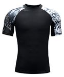 HUGE SPORTS Mens Rash Vest- Wildling Series Rash Guard Short Sleeve Quick Drying Wetsuit Swimming Tops for Surfing BJJ Jiu Jitsu(Eagle,M)