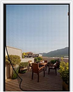 MAGZO Magnetic Screen Door Fits Door Size 72 x 80 Inches, Screen Size 74 x 81 Inch Heavy Duty Side Opening Fiberglass Screen Curtain Fits Sliding Door Broader View-Black