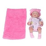 Newborn Nursery, Posable Body Soft Newborn Baby Doll with Blanket for Christmas(10inch Closed Eyes Pink Girl)