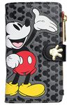 Loungefly Disney Mickey Mouse Faux Leather Wallet Womens Snap Flap Clutch, Black, Faux Leather Wallet Snap Flap Clutch