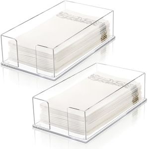 Cididu Set of 2 Acrylic Guest Towel Napkin Holder, Clear Paper Towel Storage Tray Cocktail Dinner Napkin Holder, Disposable Paper Hand Towel Holder for Modern Buffet Kitchen Dining Room Bathroom Party