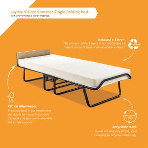 Jay-Be Single Folding Bed – Black Portable Guest Bed