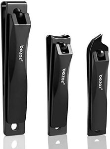 BEZOX Nail Clippers 3 Pcs - Heavy Duty Stainless Steel Straight Toenail Clippers for Thick Fingernail Toenail, Curved Blade Nail Cutters For shape Nail，Slant nail nipper for Trim Nail，Remove Cuticle