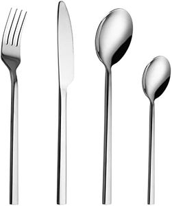 Cutlery Set, 24 Piece Stainless Steel Flatware Set Including Knives Forks Spoons Teaspoons Cutlery Set for 6 People, Mirror Polish Finish, Dishwasher Safe, Multipurpose Use for Home Restaurant Hotel
