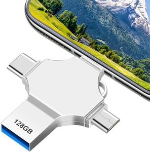 4 in 1 Clé USB 128 GO, Clé USB 3.0 Haute Capacité Clé USB, Clé USB Professionnelle Clé USB, Clé USB 128 GO pour Téléphone/OTG Android/Ordinateu/Tablette/PC, pour Aux Voyages et Au Bureau