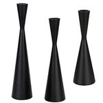 Double Taper Metal Candle Holders Set of 3, Candlestick Holders of Table Centerpiece, Long Pillar Candle Holders, Decorative for Birthday & Wedding & Dinning & Party & Home (Black)