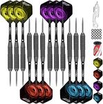 CyeeLife Steel tip Darts 22g+16 Flights+Sharpener+Dart Tool+12Aluminium shafts with Rubber Rings House Darts