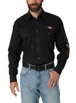 Wrangler Men's Mexico Logo Snap Western Shirt - 112317124, Black, Large