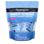 Neutrogena Makeup Remover Cleansing Towelette Singles, Daily Face Wipes To Remove Dirt, Oil, Makeup & Waterproof Mascara, Individually Wrapped, 20 Count