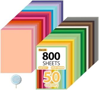 800-Sheets Colored Cardstock for Crafts: 50 Colors, 8.5" x 11", 65lb/180gsm, Colored Paper for Kids School Supplies, Party Decorations, DIY Crafts,for cri·cut Cutting