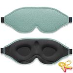 2024 Innovative Sleep Mask for Men and Women, Trilancer 3D 100% Light Blocking Design, Comfortable Eye mask, Blackout Blindfold for Sleeping, Nap, Meditation, Travel, with Earplugs (Lake Green)