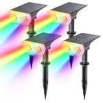 Linkind StarRay Solar Spot Lights Outdoor Color Changing, IP67 Solar Lights Outdoor Waterproof, 30% Conversion Rate Multicolor Solar Landscape Spotlights for Pathway, Patio, Gate, 4 Pack