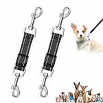 2 Pcs Dog Collar Clips,Adjustable Double Clip Lead for Dogs,Reflective Pet Collar Connector,Nylon Double Ended Lead for Dogs,Extension Retractable Leash Strap,for Pets Cats Dog Puppy (Black)