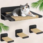 Cat Hammock Cat Wall Shelves with 3 Cat Wall Steps, Wall Mounted Cat Shelves and Perches with Hemp Rope Scratching, Cat Wall Furniture Climbing Shelves for Indoor Cats Set