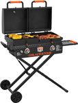 Blackstone Go Combo with Wheels, Legs Hood & Side Shelf-Heavy Duty Flat Top Portable BBQ Griddle Grill Station for Kitchen, Camping, Outdoor, Tailgating – 1550, Black