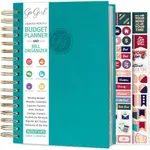 GoGirl Budget Planner & Monthly Bill Organizer – Monthly Financial Book with Pockets. Expense Tracker Notebook Journal, Compact (Turquoise)