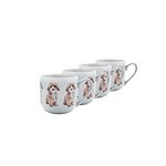 WiseAccordio Pack of 4 White Cockapoo Graphic Mug Mugs Gift Best Cup for Coffee, Tea, Hot Chocolate and More