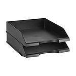 Amazon Basics Stackable Office Letter Organizer Desk Tray - Pack of 2, Black