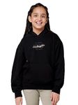 Alan Jones Clothing Cotton Blend Solid Oversized Girls Hooded Neck Hoodies (Black_15-16 Years)