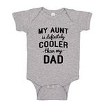 My Aunt is Cooler Than My Dad Baby Bodysuit/Toddler T-Shirt Funny Gag Gift from Sister, Athletic Heather, 6-12 Months