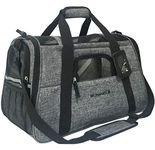 Airline Approved Pet Carrier, Tall Profile Soft Sided Luxury Travel Tote with Fleece Bedding, Premium Brand Auto Self Locking Zippers, Under Seat Compatibility, Perfect for Cats and Sm (Platinum Gray)