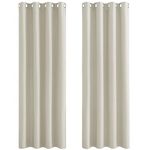 PONY DANCE Blackout Curtains Eyelet - Super Soft Thermal Cream Curtains for Living Room Soundproof Drapes for Nursery Bedroom, 46 x 72 inches, Light Beige, 2 Panels