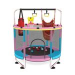 StarAndDaisy 4 in 1 Trampoline with Safety Net, Pull Up Handle, Boxing Bag & Swing for Kids Girl & Boy Indoor & Outdoor Play (Pink & Blue)