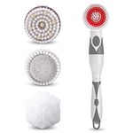 Gelentea Body Brush Electric Exfoliating Brushes, Electric Spin Massage Shower Brush Bath SPA Cleaning Waterproof Back Scrubber, Long Handle Deep Dry Skin Cleaning