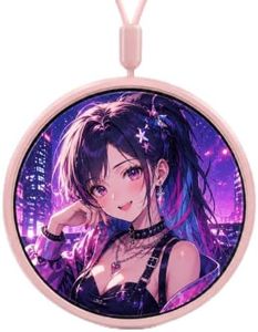 GAGUUSU Electronic Pin Badge Pin or Necklace, 1.85" Touchscreen Photos, GIFs & Videos（Pink）