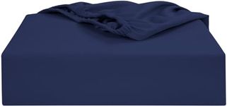 Soroor® Bedding & Linen | Microfibre Single Fitted Sheet, Navy - Deep Pocket 12 inch (30 cm) | Super Soft Fabric, Easy Care, Strong Elastic Hem Bed Sheet | 150 x 200 x 30 cm (UK King)