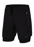 TCA Ultra 2 in 1 Compression Shorts Men Running Gym Shorts for Men with 2X Zipped Pockets - Anthracite, XL