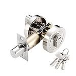 Qrity Single Cylinder Deadbolt, Round Deadbolt Lock with Keys, Modern Door Locks, Zinc Alloy Deadbolt, Invisible Door Lock for Front Door, Entrance Door, Passage Door