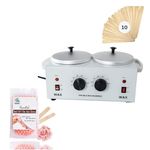 JackPro ANG Aluminum Wax Warmer Double Wax Pot for Hair Removal, Electric Wax Heater Machine Dual Wax Pot Warmer Special (50 grams wax beans with10 Spetulas Free)