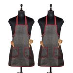 Amazon Brand - Solimo Jute Apron with 2 Front Pockets | Apron for Chef/Housewife | Water Resistant (Pack of 2) (Dark Brown)