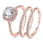 SweetJew Engagement Wedding Rings Set for Women Round CZ Womens Bridal Ring Sets Promise Size Y